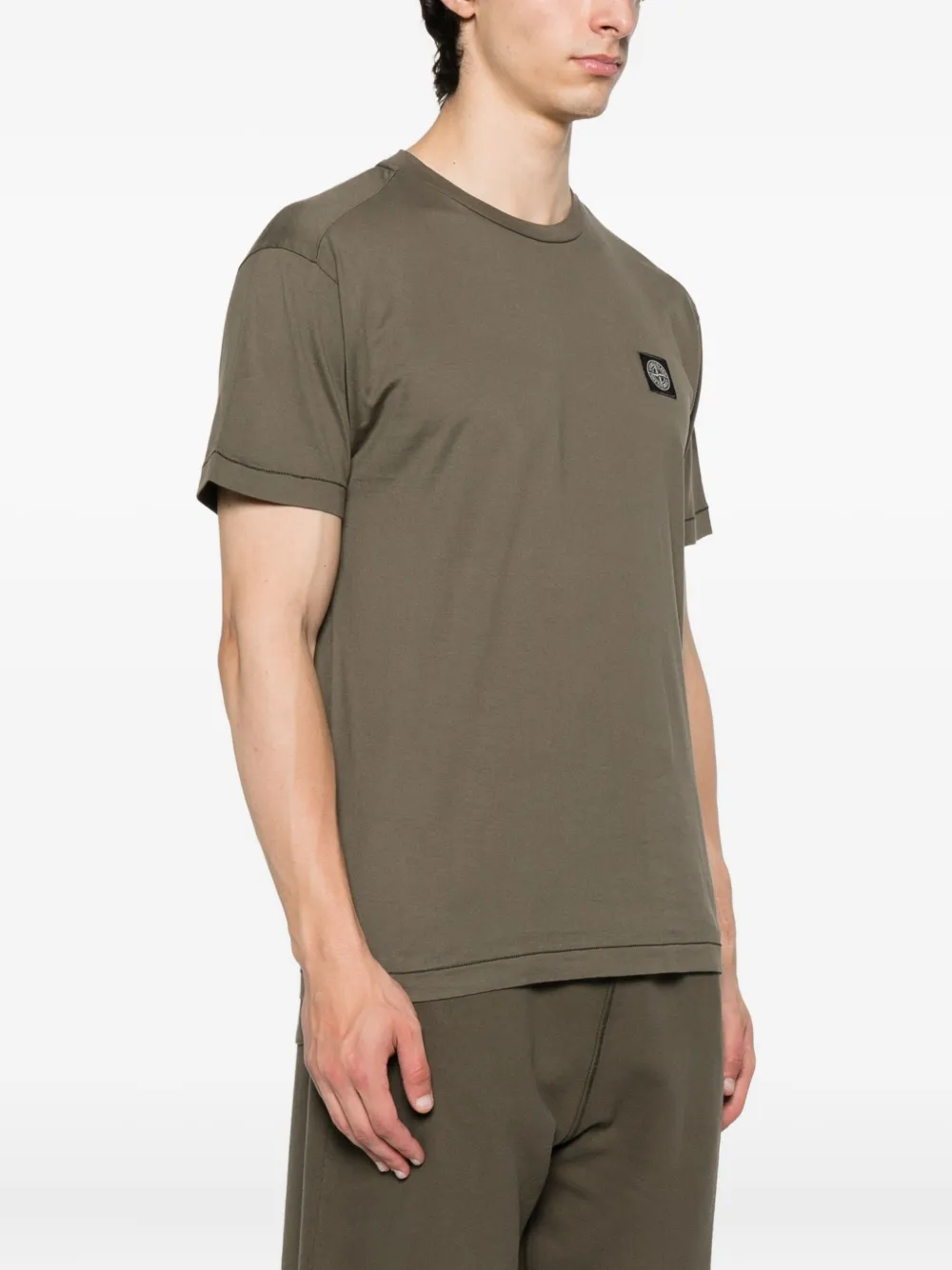 Stone Island logo-patch cotton t-shirt Groen