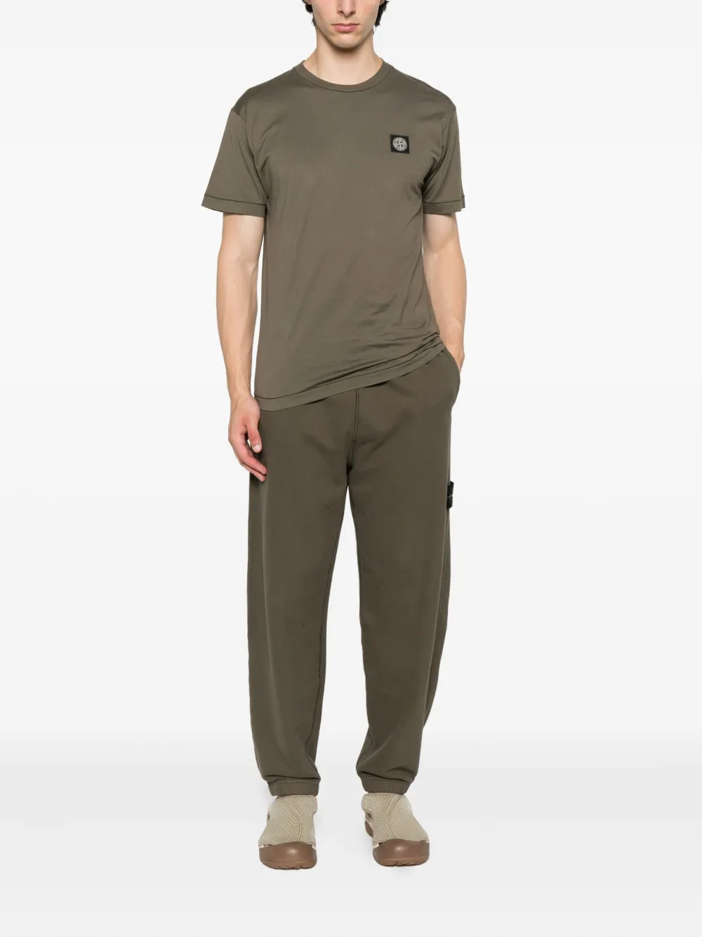 Stone Island logo-patch cotton t-shirt Groen