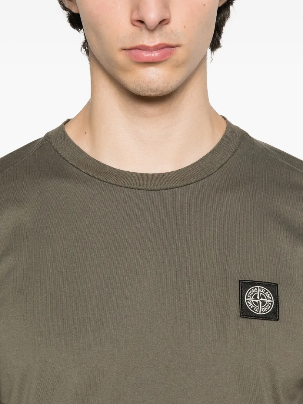 Stone Island logo-patch cotton t-shirt Groen