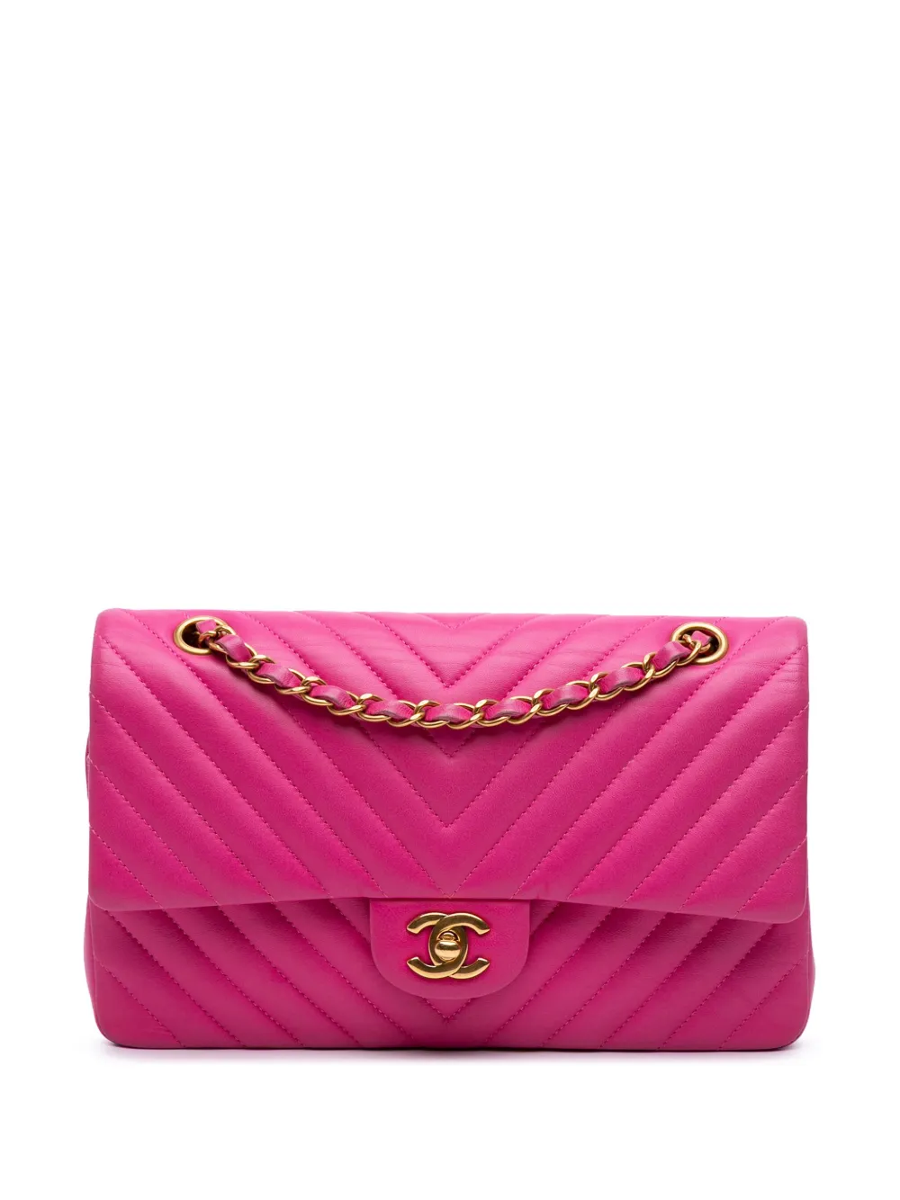 CHANEL Pre-Owned 2015-2016 ミディアム クラシック シェブロン ラムスキン ダブルフラップ ショルダーバッグ - CHANEL Pre-Owned 2015-2016 ミディアム クラシック シェブロン ラムスキン ダブルフラップ ショルダーバッグ -