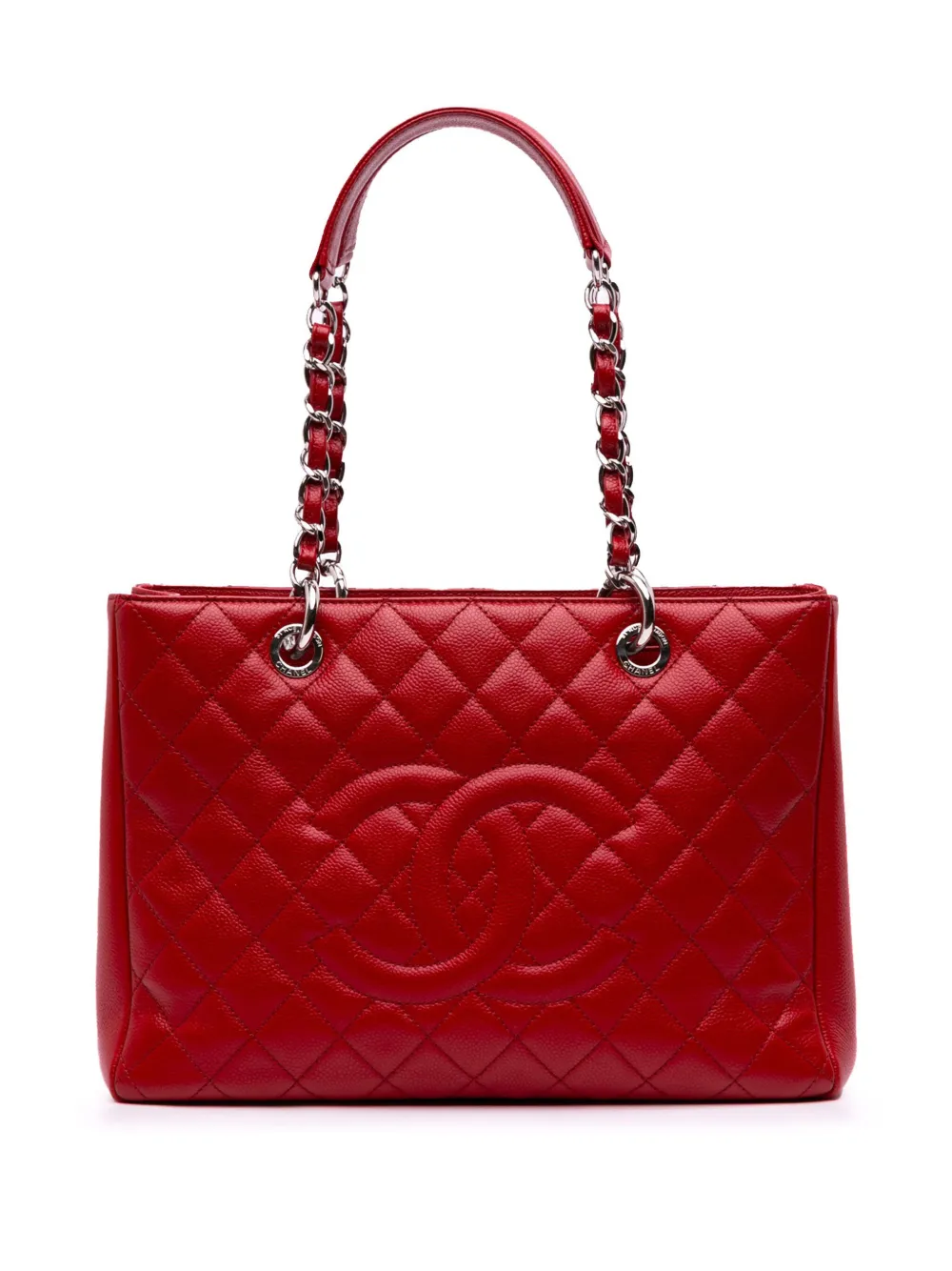 CHANEL Pre-Owned 2012-2013 キャビア グランド ショッピング トートバッグ - レッド CHANEL Pre-Owned 2012-2013 キャビア グランド ショッピング トートバッグ - レッド
