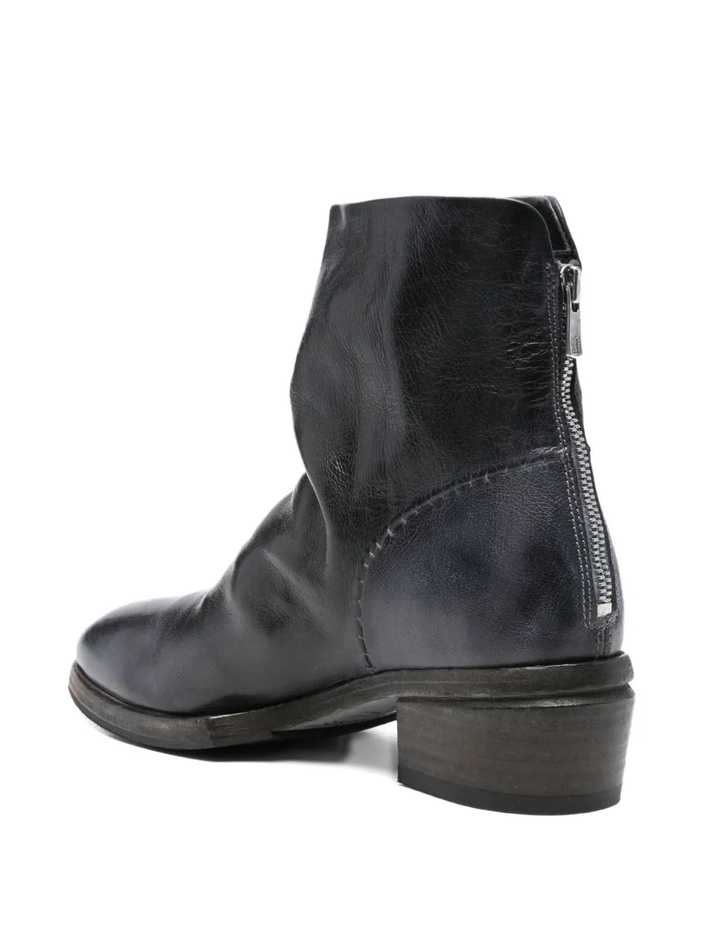 Shoto zip-detail leather boots Black