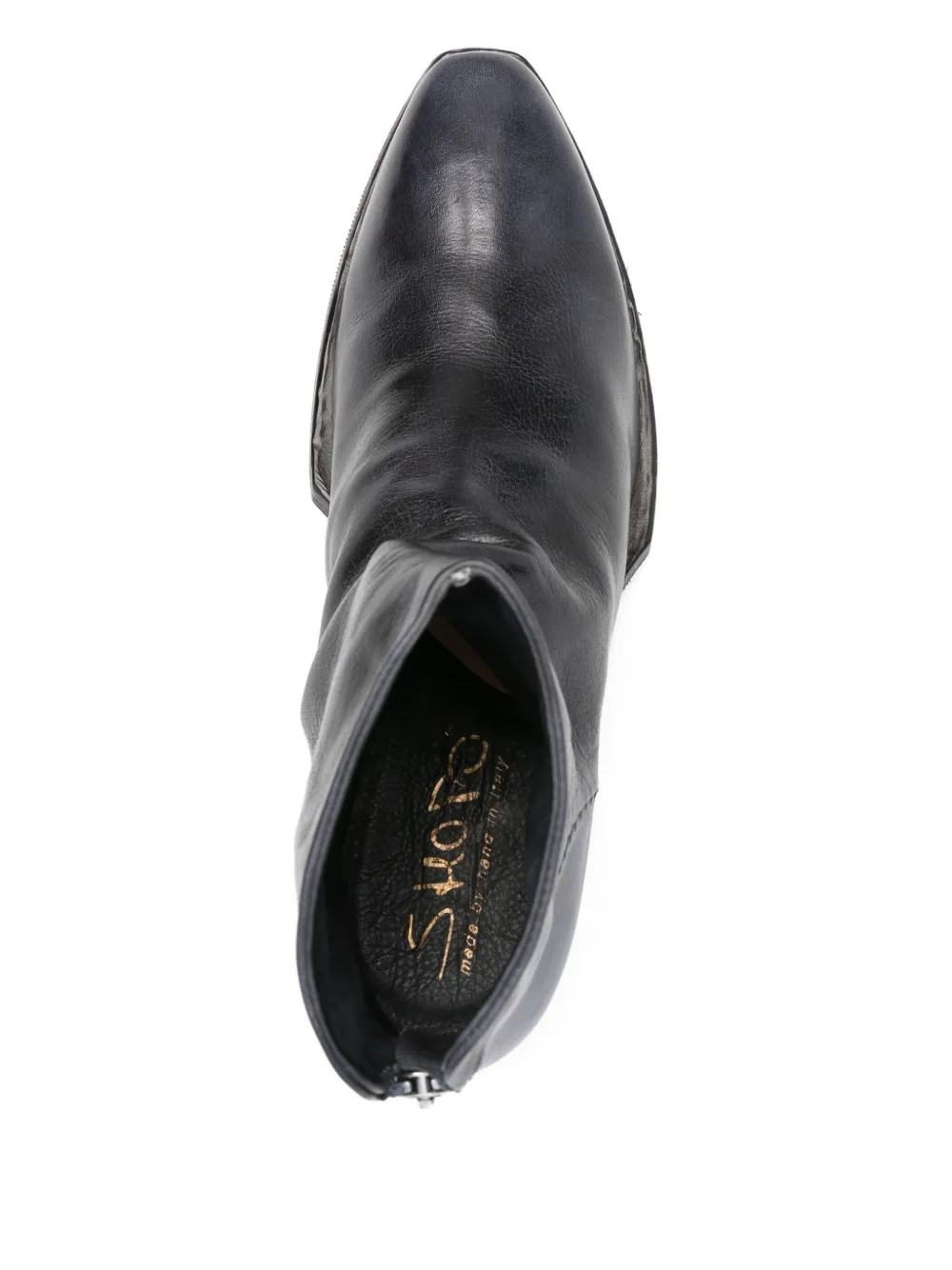 Shoto zip-detail leather boots Black
