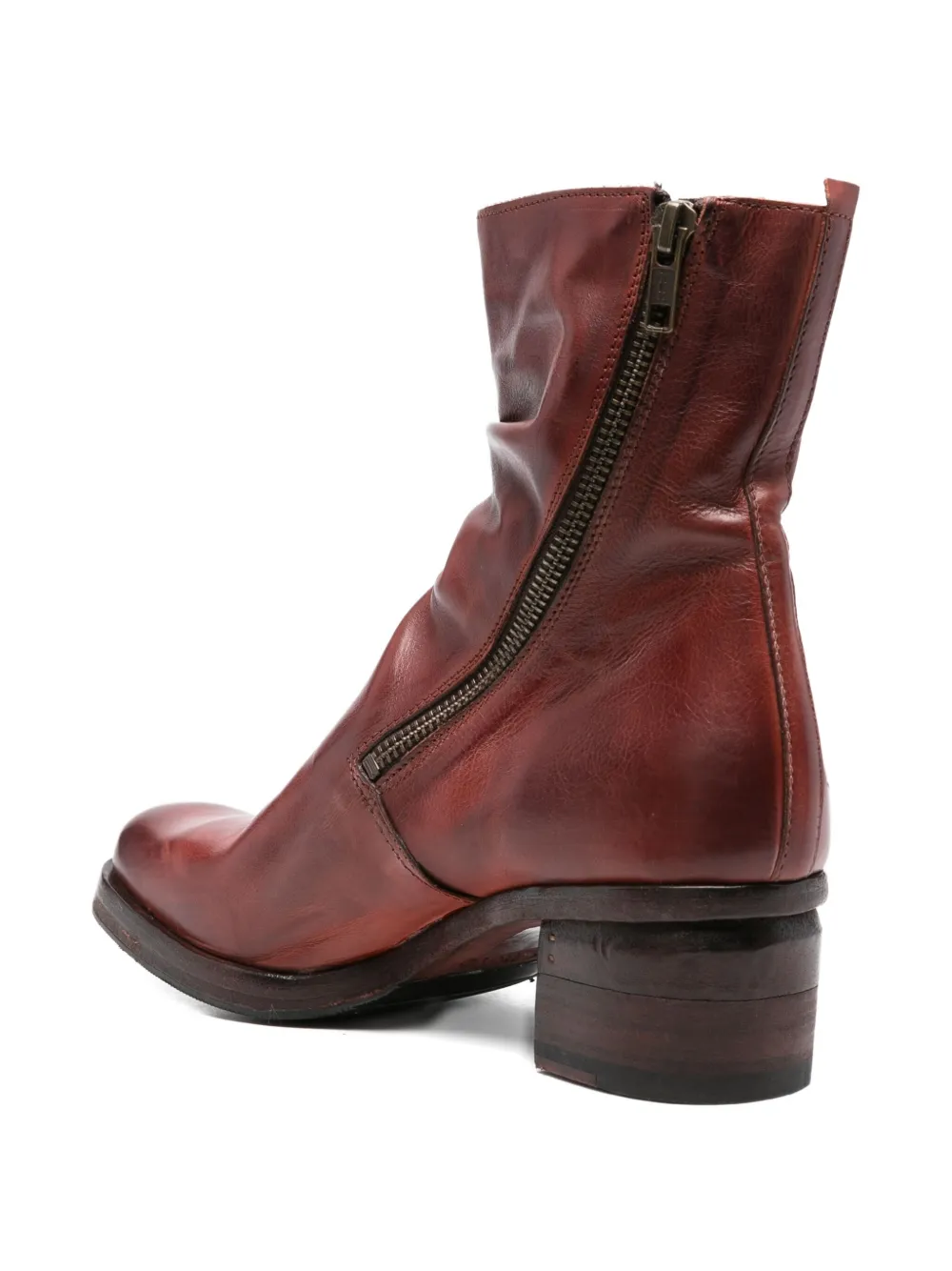 Shoto 50mm zipped block-heel ankle boots Red