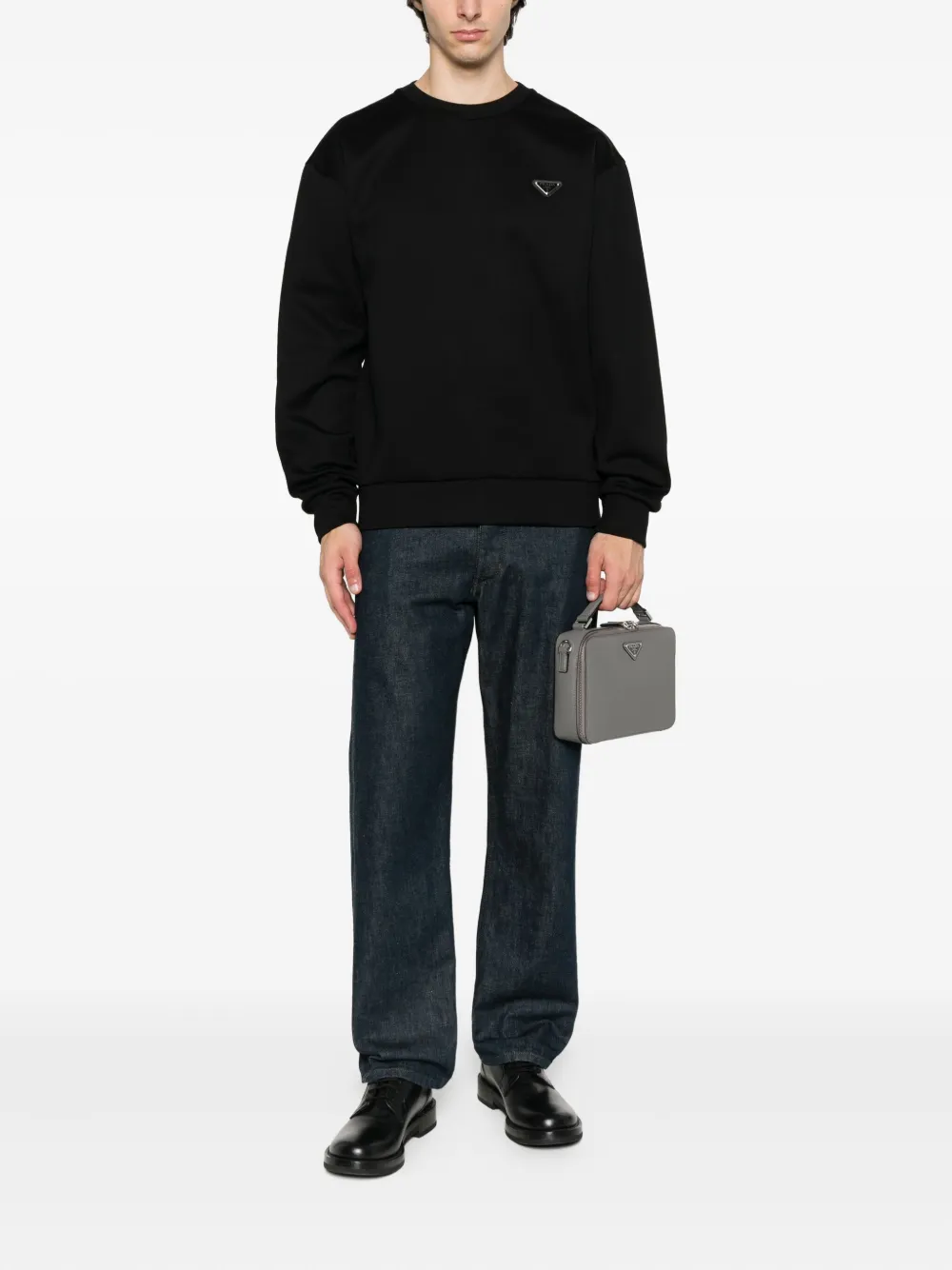 Prada Sweater met logoplakkaat Zwart