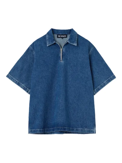 Sunnei half-zip denim polo shirt