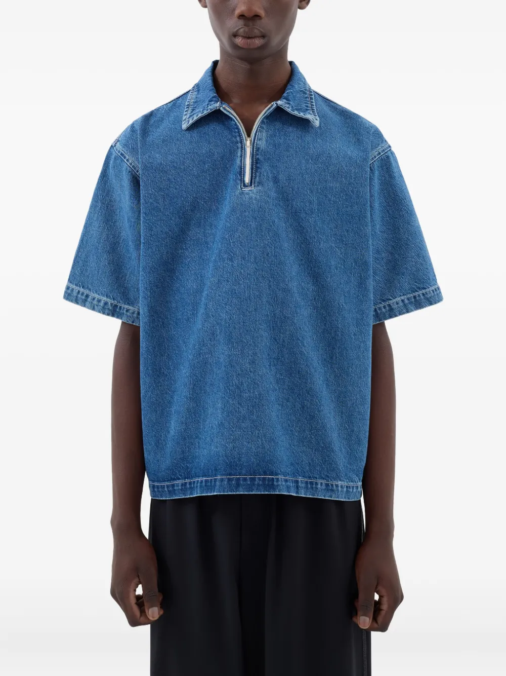 Sunnei half-zip denim polo shirt | Women | Image 2