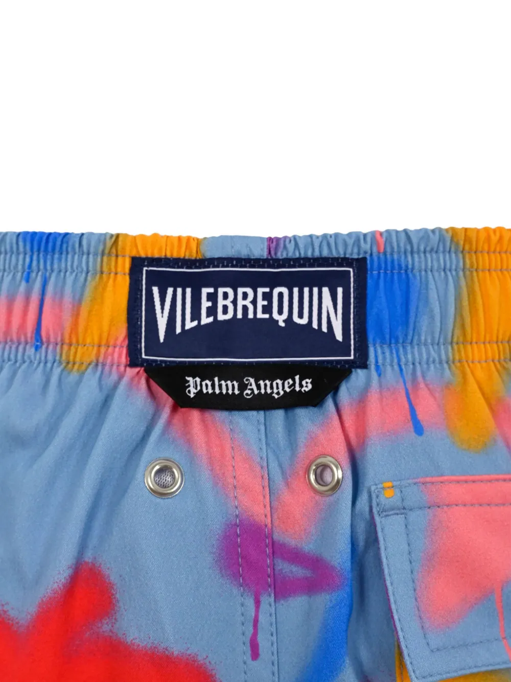 Palm Angels Kids Zwembroek met verfprint Blauw