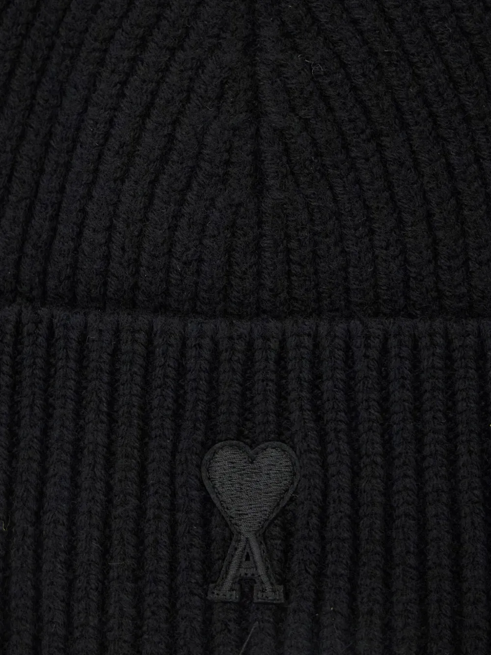 AMI Paris ribbed logo beanie hat Zwart