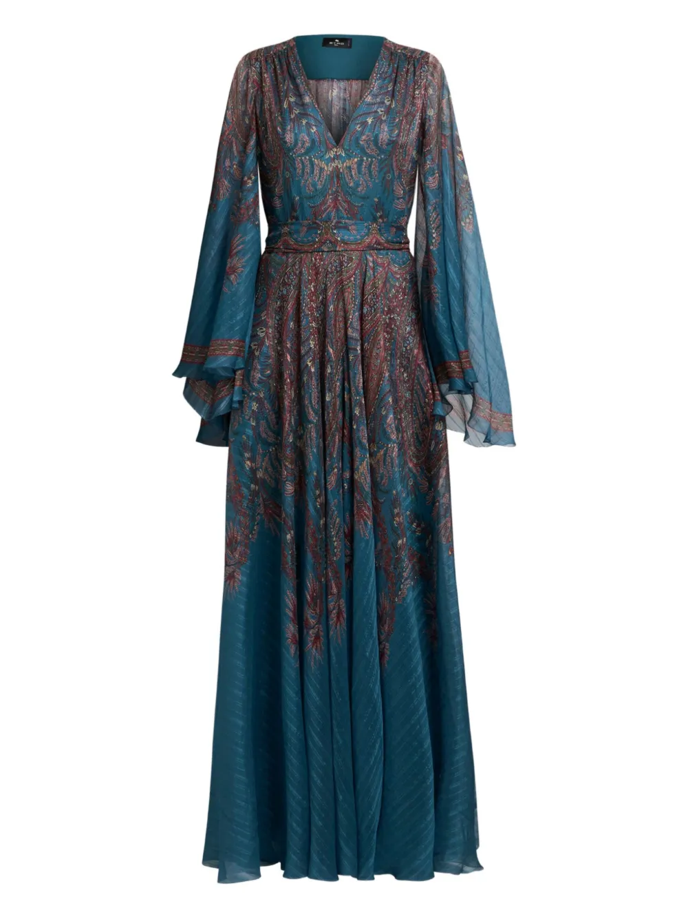 ETRO Maxi-jurk met print en klokmouwen Blauw