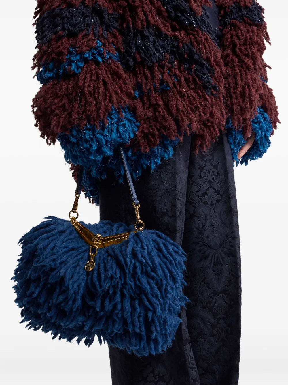 ETRO Vela wollen schoudertas Blauw