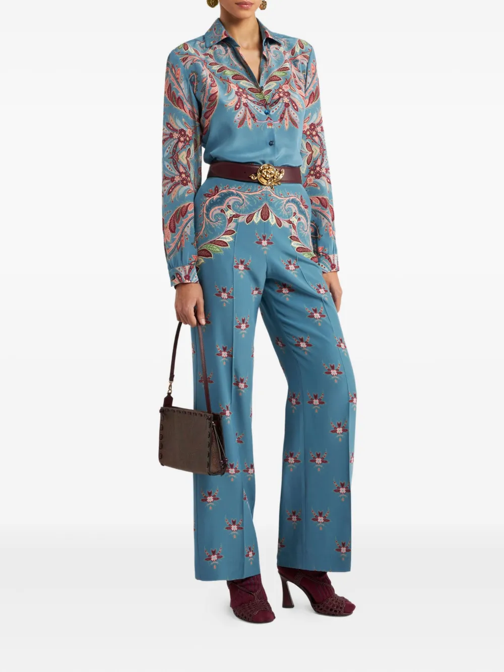 ETRO Broek met bloemenprint Blauw