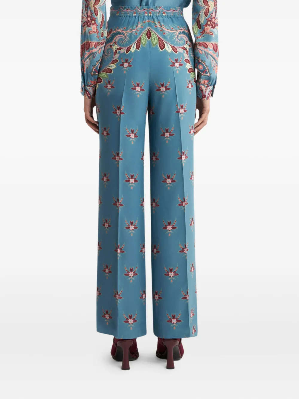 ETRO Broek met bloemenprint Blauw