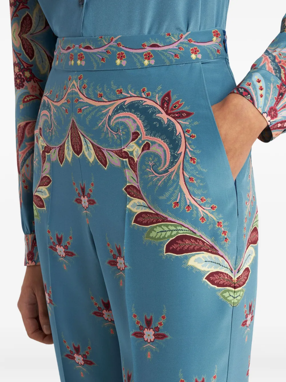 ETRO Broek met bloemenprint Blauw