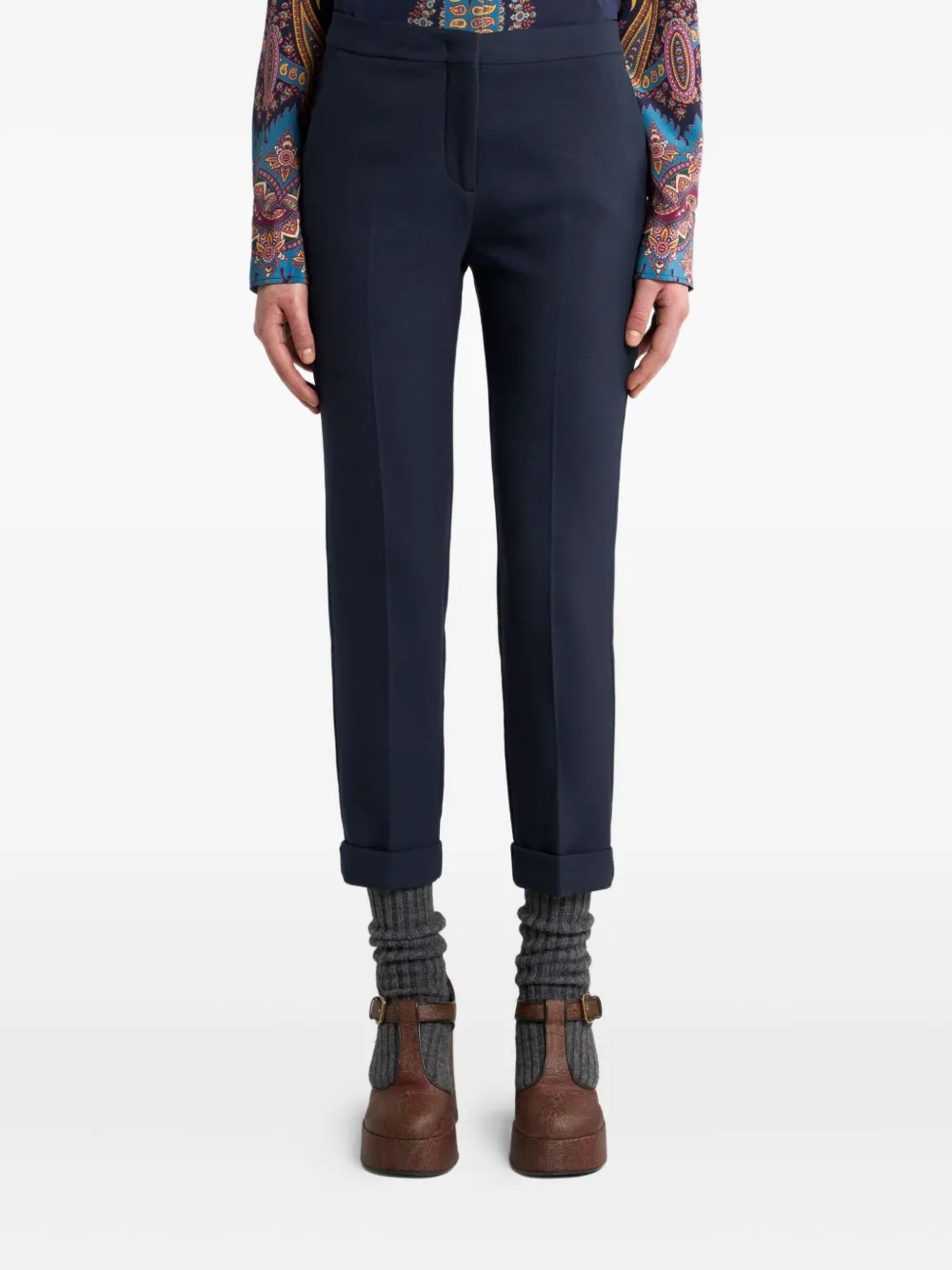 ETRO Cropped broek Blauw