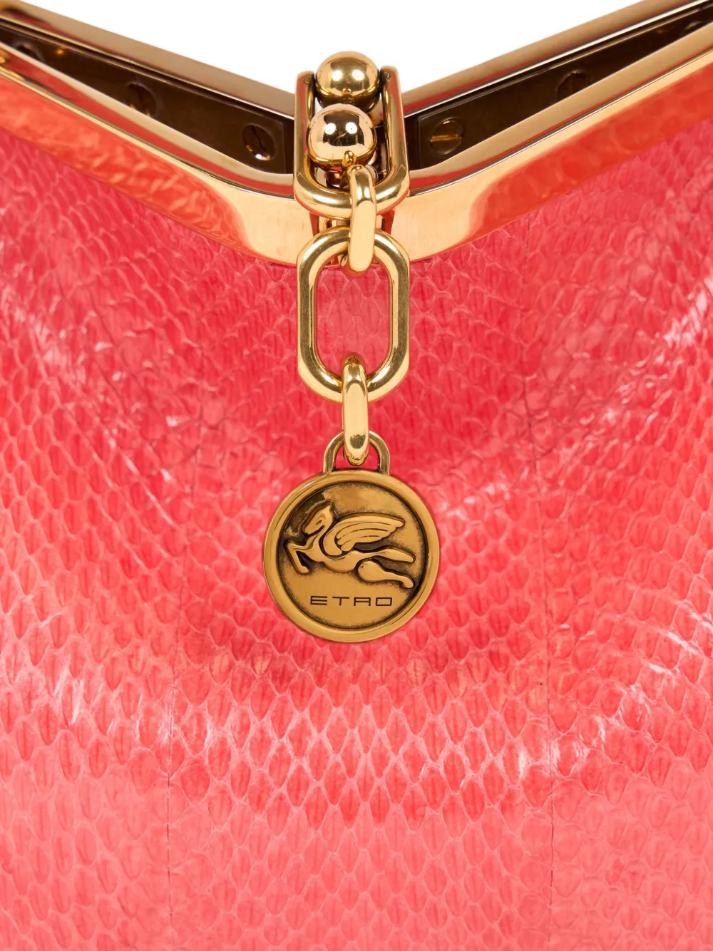 Etro Small Vela Snakeskin Clasp Shoulder Bag In Red