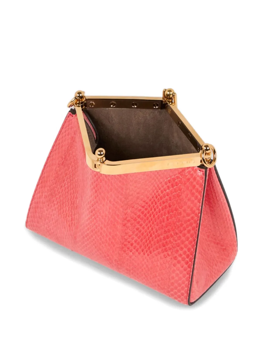 Etro Small Vela Snakeskin Clasp Shoulder Bag In Red