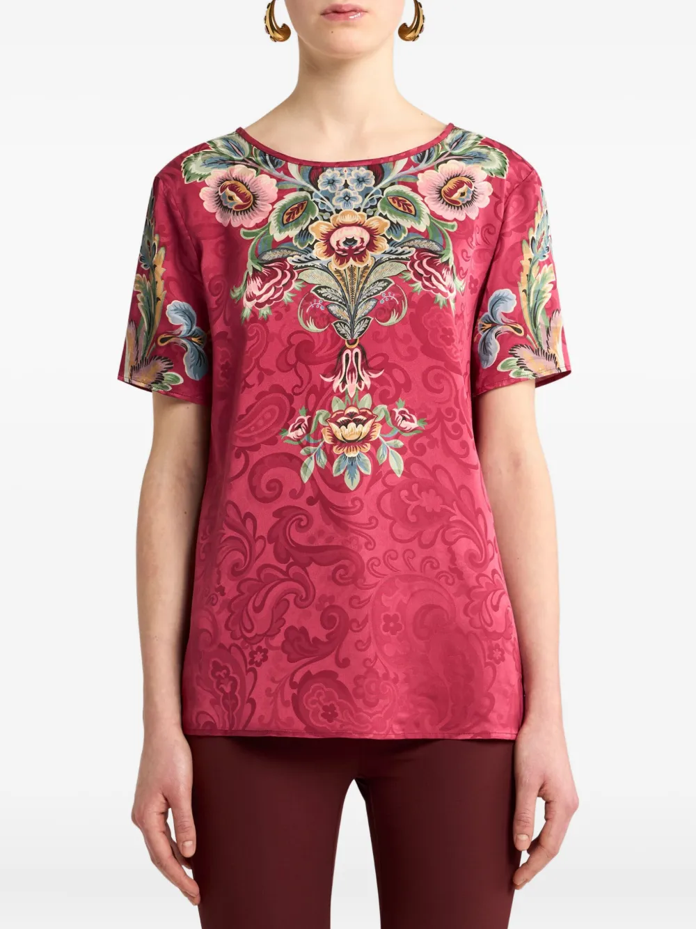 ETRO T-shirt met bloemenprint Rood