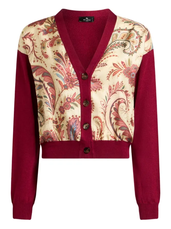 ETRO ペイズリーパネル カーディガン | レッド | FARFETCH JP