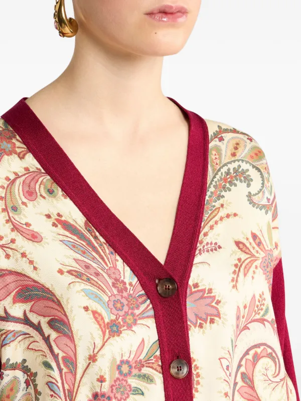 ETRO ペイズリーパネル カーディガン | レッド | FARFETCH JP
