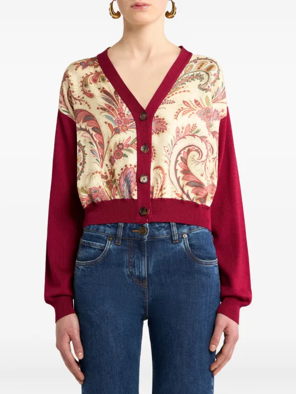 ETRO ペイズリーパネル カーディガン | レッド | FARFETCH JP