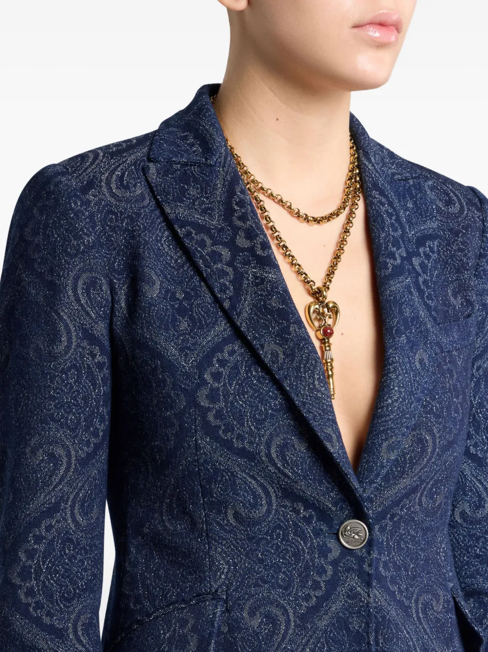 ETRO Blazer met paisley jacquard Blauw