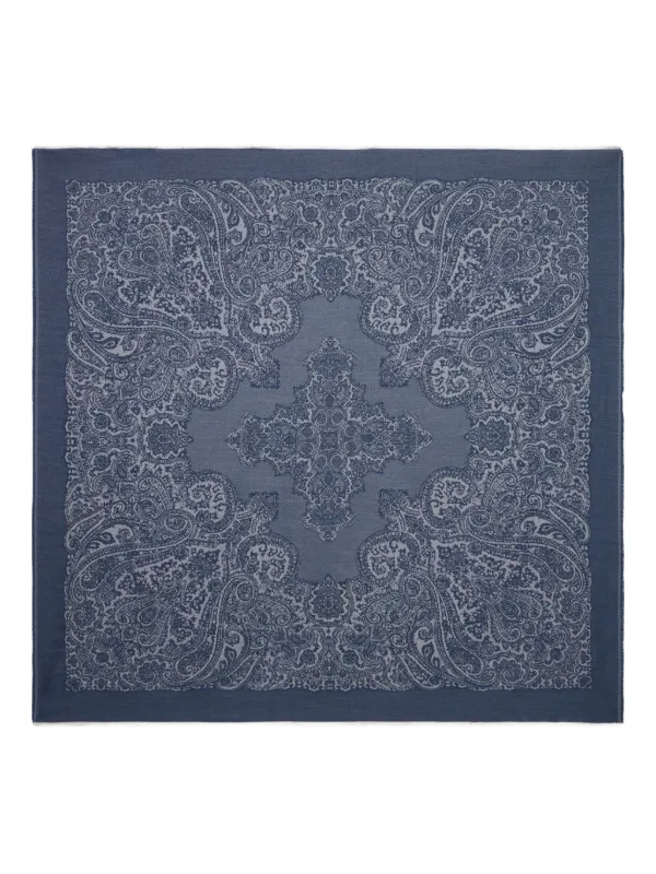Etro Paisley Jacquard Shawl in Blue