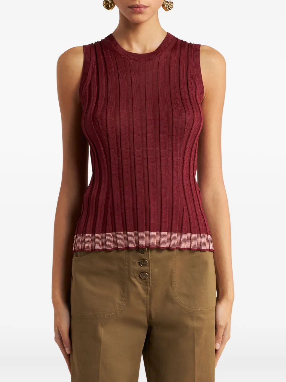 ETRO Geribbelde top Rood