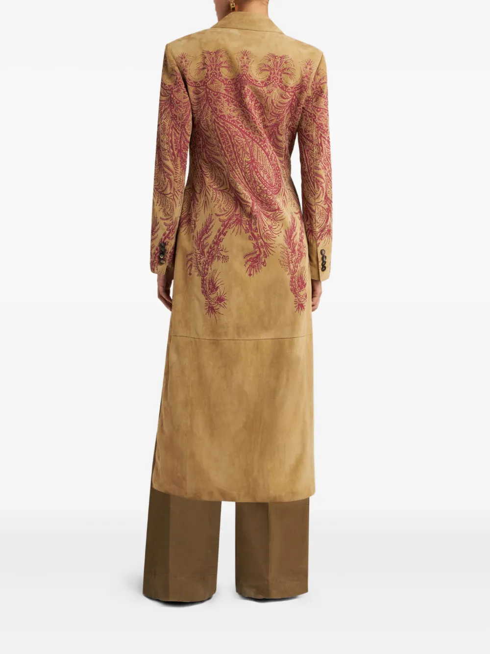ETRO Leren jas met paisley-print Bruin
