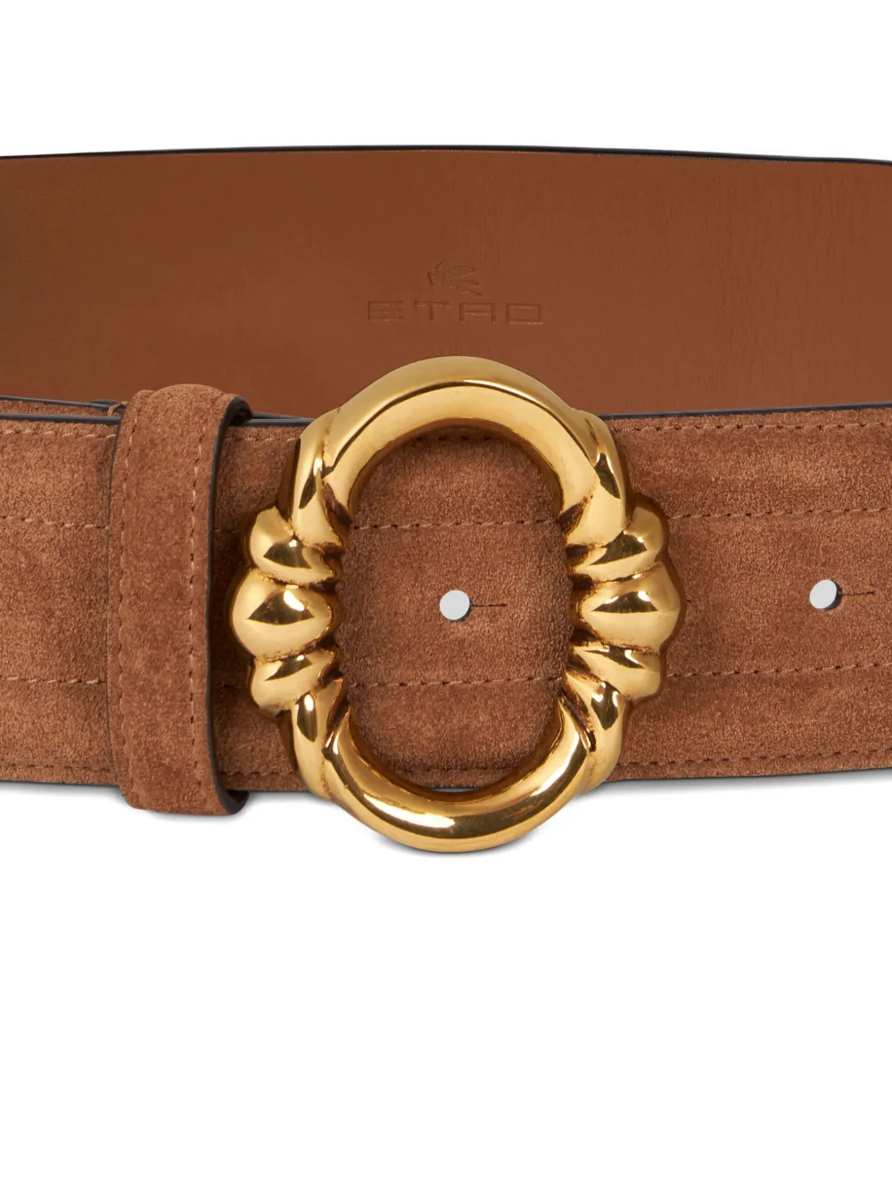 ETRO oval-buckle suede belt M1384 LIGHT BROWN