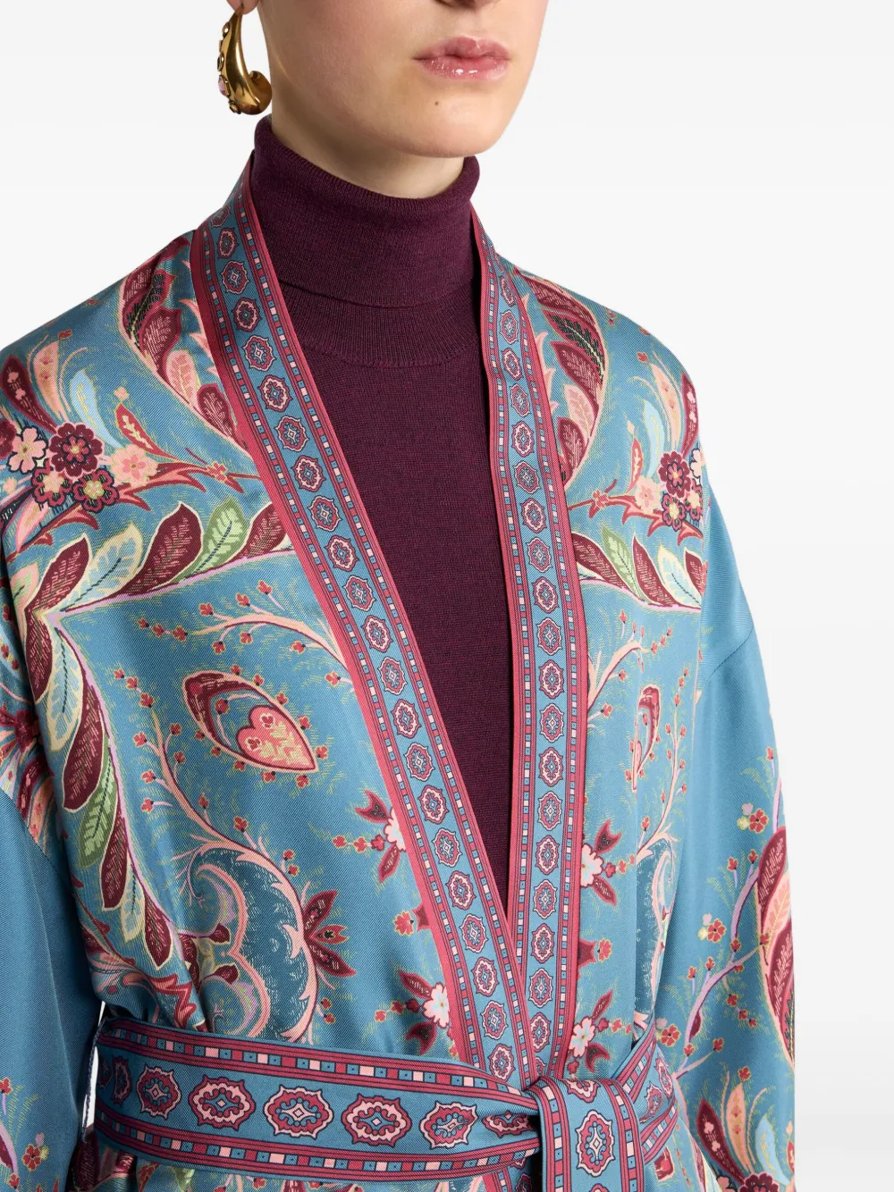 ETRO Kesa jas met paisley-print en ceintuur Blauw