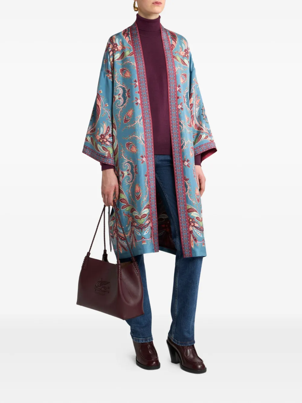 ETRO Kesa jas met paisley-print en ceintuur Blauw