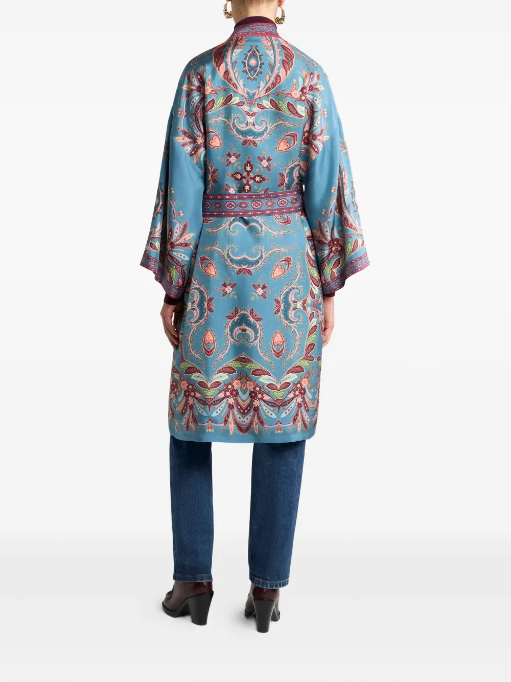 ETRO Kesa jas met paisley-print en ceintuur Blauw