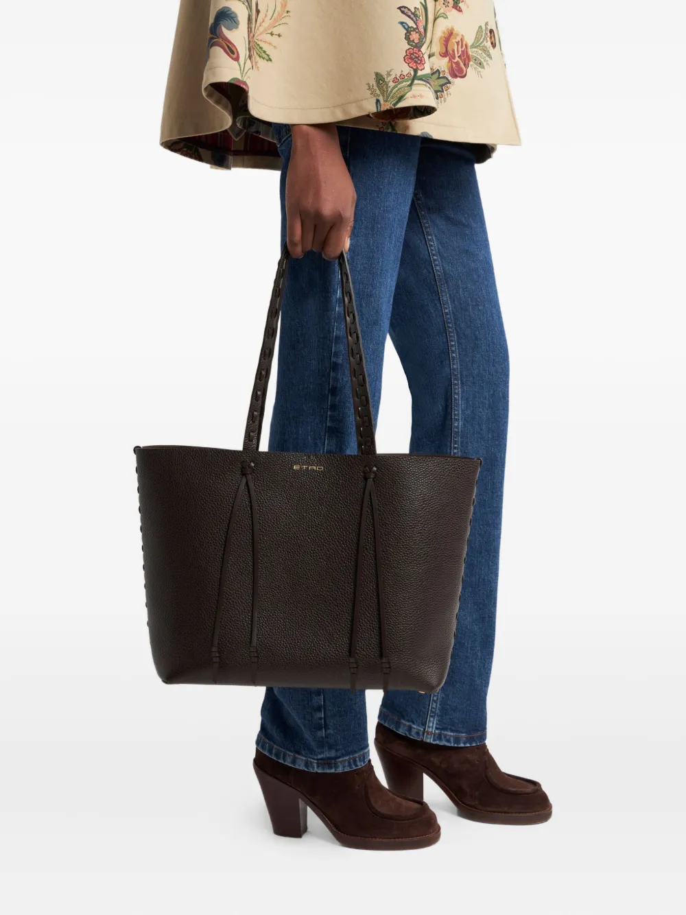 ETRO Shopper met gevlochten handgreep Bruin