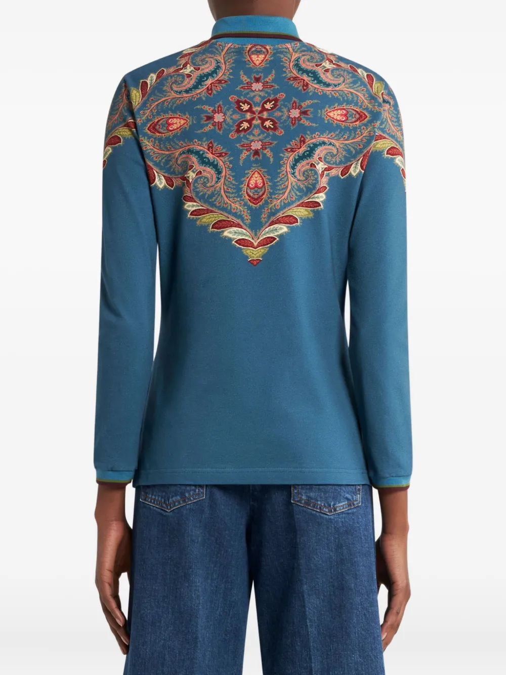ETRO Poloshirt met paisley-print Blauw