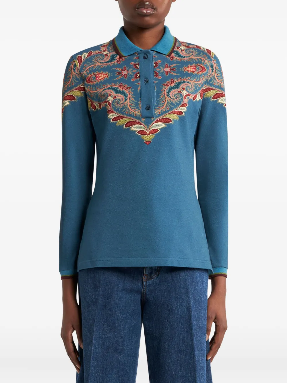 ETRO Poloshirt met paisley-print Blauw
