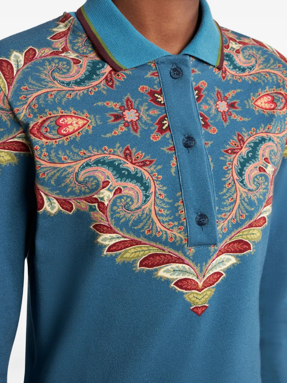 ETRO Poloshirt met paisley-print Blauw