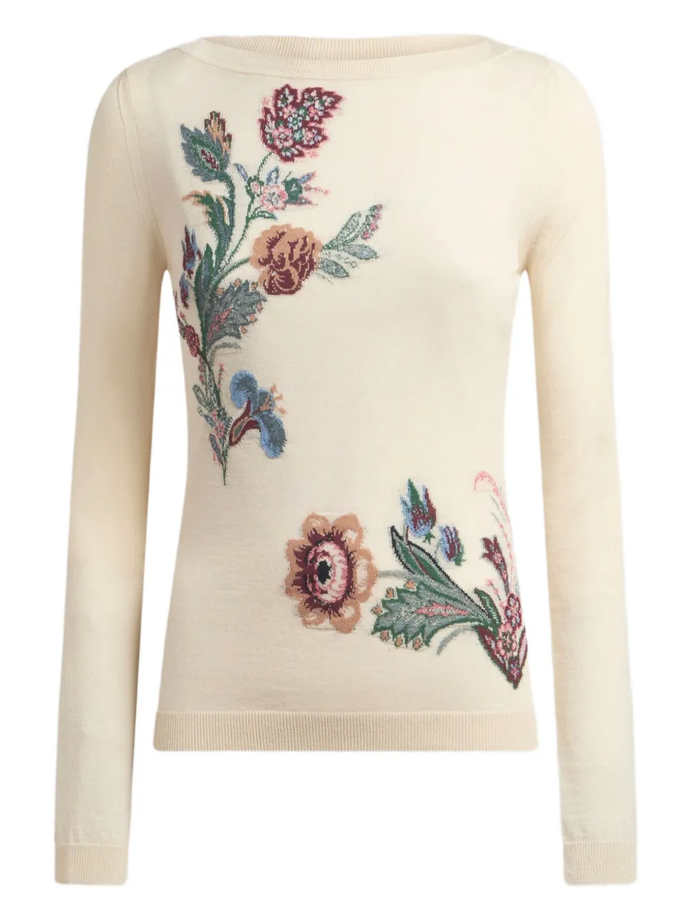 ETRO Trui met bloemjacquard Beige