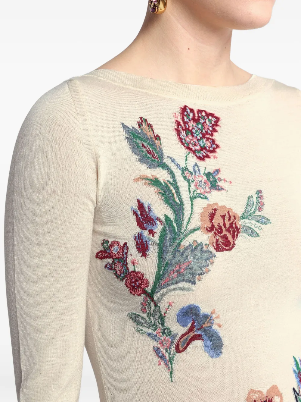ETRO Trui met bloemjacquard Beige