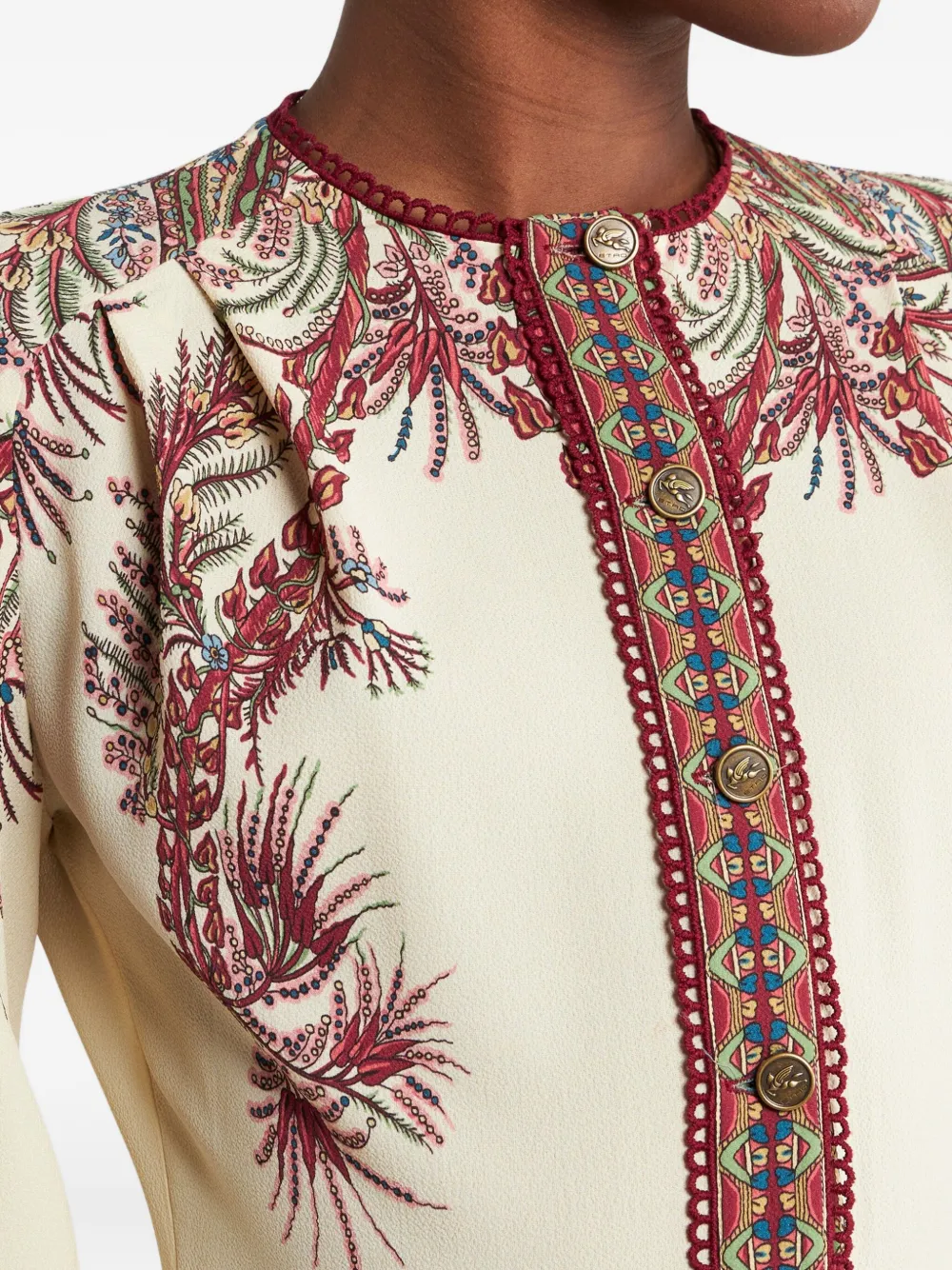 ETRO Midi-jurk met paisley-print en knoopdetail Beige