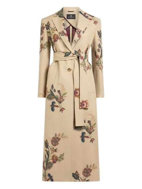 ETRO floral-print belted coat