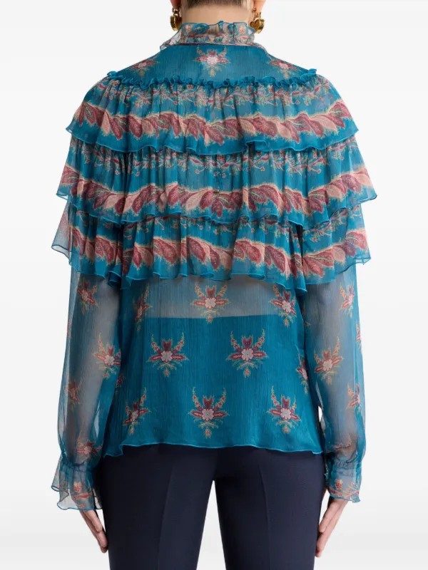 ETRO シルクブラウス | ブルー | FARFETCH JP