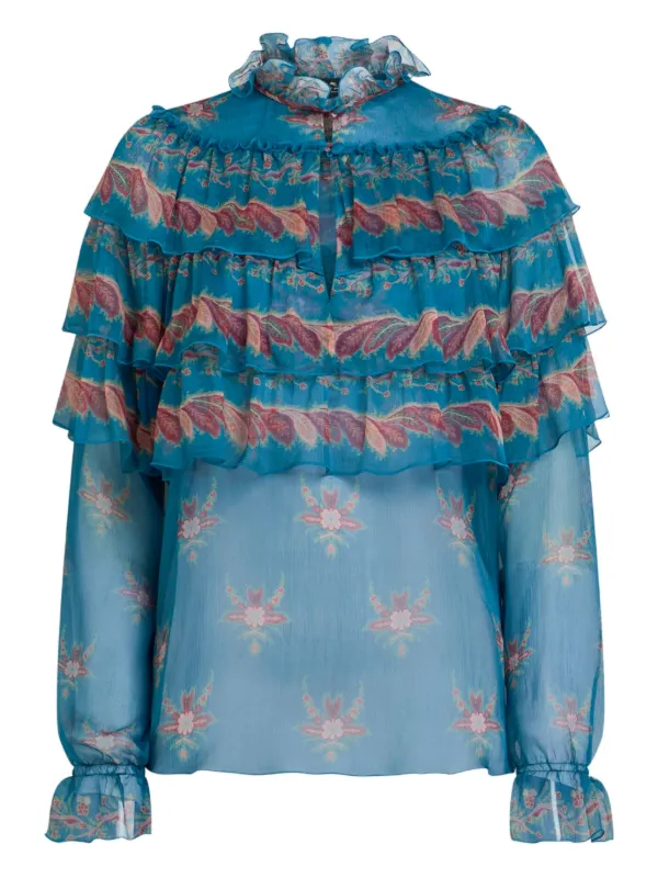 ETRO シルクブラウス | ブルー | FARFETCH JP
