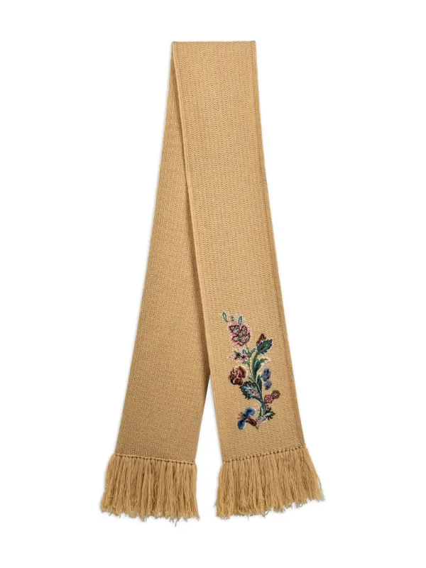 Etro Paisley-embroidered Fringed Scarf in Yellow