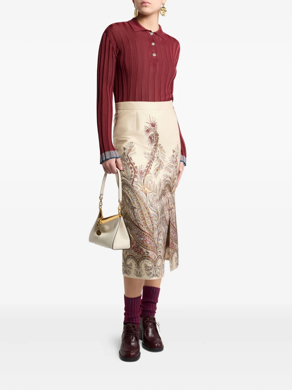 ETRO Geribbelde polotop Rood
