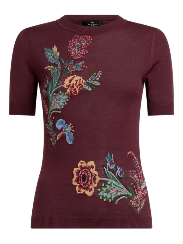 Etro Floral-jacquard Top in Red