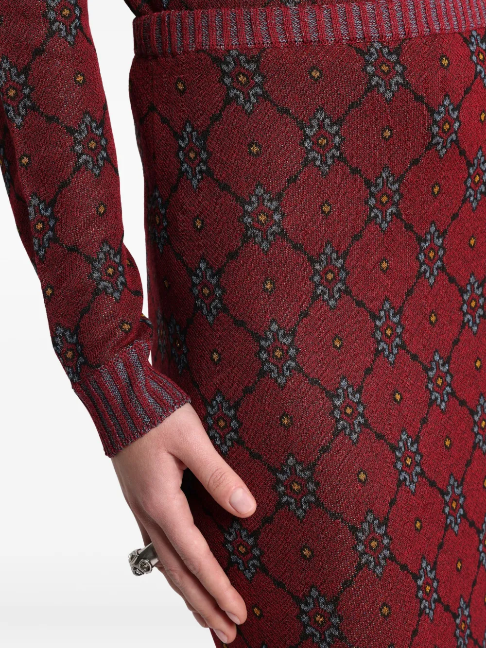 ETRO Gebreide midi-rok met patroon Rood