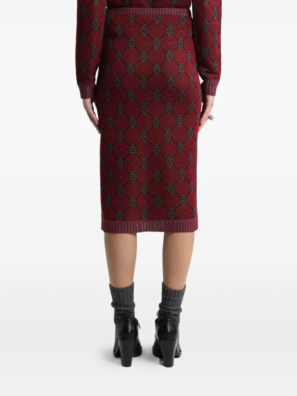 ETRO Gebreide midi-rok met patroon Rood