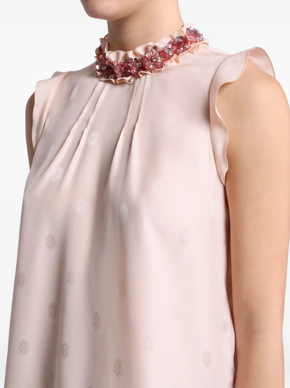 Etro Sleeveless Embellished Neck Blouse In Pink