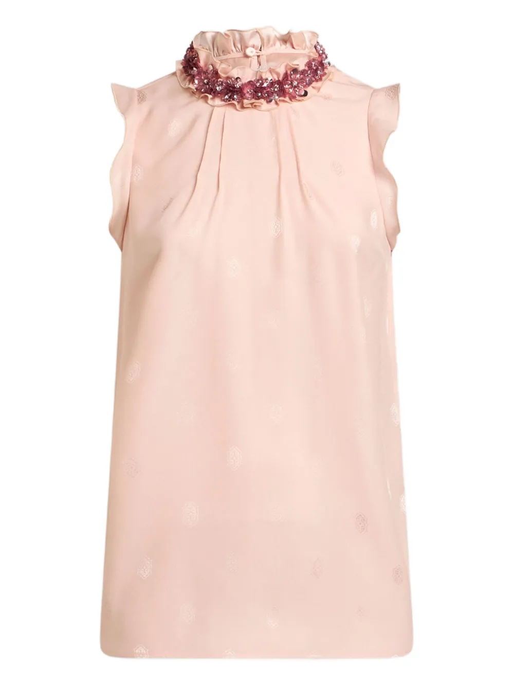 Etro Sleeveless Embellished Neck Blouse In Pink